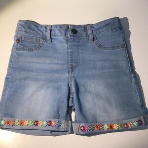 Vigoss Light Blue Floral Embroidered Women's Denim Shorts